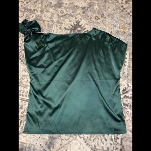 Off-shoulder satin top